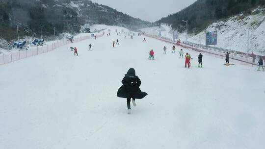 滑雪场滑雪多镜头完整素材4k