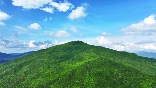 中国东北吉林省吉林市航拍青山蓝天白云