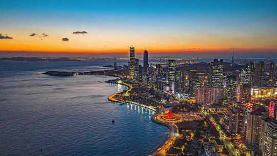 青岛浮山湾夜景延时 五四广场夜景