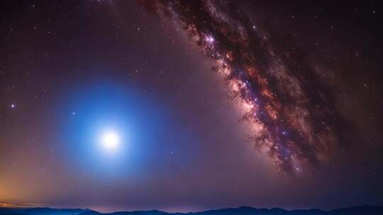 夜空星河月亮全景