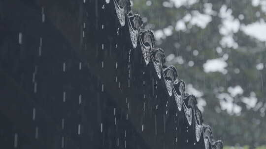 古建筑屋檐下雨 意境水滴 