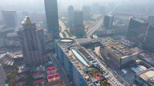 上海市杨浦区五角场广场商圈商业街航拍大景