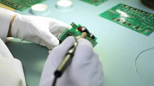 焊接绿色电子电路板视频素材模板下载