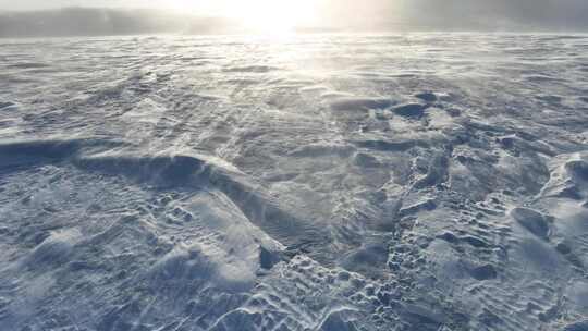 冬天雪地风吹雪白毛风寒风冷风视频素材模板下载