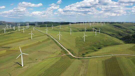 航拍新能源风力发电场视频素材模板下载