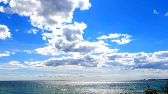 大海海洋蓝天白云延时