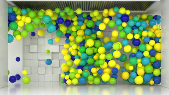 黄绿蓝三色小球有限空间裸眼4D动态视频