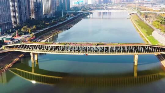 4K航拍浏阳河网红桥汉桥3视频素材模板下载