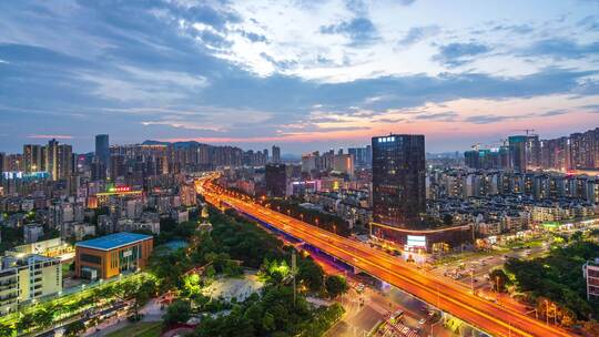 深圳龙华上芬布龙路与龙华大道日转夜延时8K