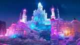 神秘梦幻的冰灯展览 哈尔滨冰雕冰雪世界高清在线视频素材下载