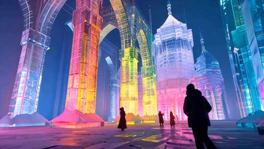 神秘梦幻的冰灯展览 哈尔滨冰雕冰雪世界