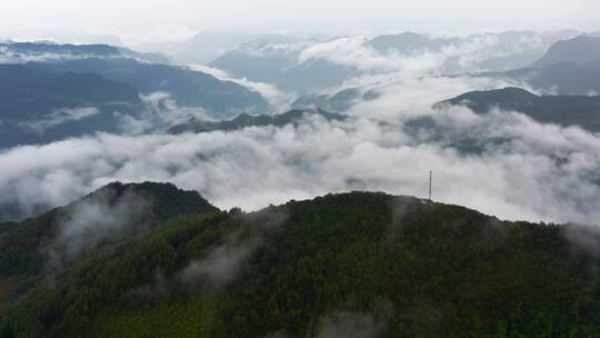 4k航拍高山峡谷云海