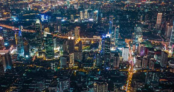 上海地标夜景延时航拍