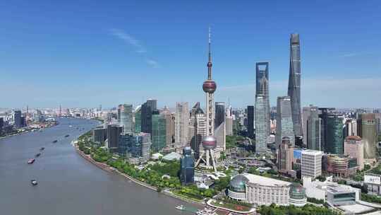 上海陆家嘴CBD大景黄浦江航拍