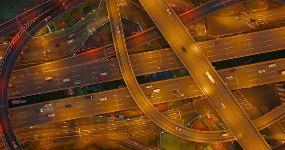城市多层立交桥交通航拍