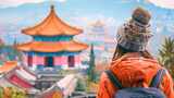 旅游旅行片头 背包欢乐出游景点 吃喝玩乐高清在线视频素材下载