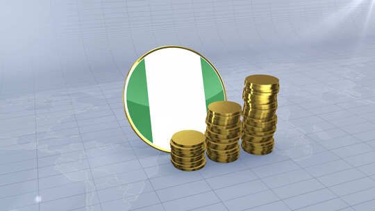 尼日利亚国旗与普通金币塔