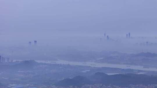 清晨平流雾广州航拍