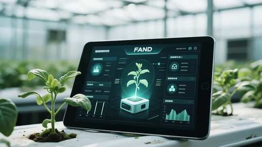 温室大棚内平板显示农业数据