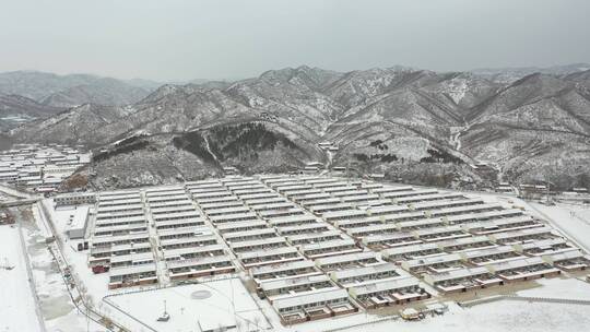 4K航拍北方雪景农村