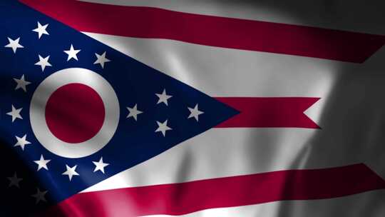 俄亥俄州挥舞旗帜。俄亥俄州旗帜挥舞动画。