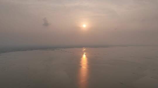 微山湖日落 航拍日落 湖水日落 夏天