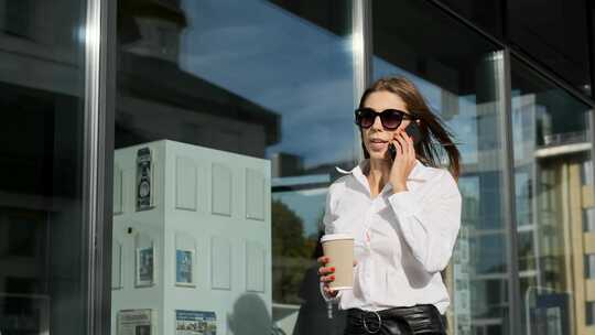 商业女人，电话，街道，步行