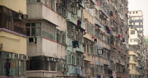 香港九龙拥挤内城旧住宅建筑设计特写