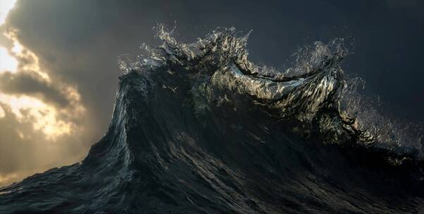 超慢动作海浪浪花大自然的力量