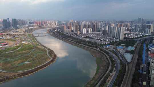 长沙湘江浏阳河火车夕阳城市街道烈士公园