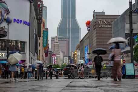 上海南京路步行街路口人流延时