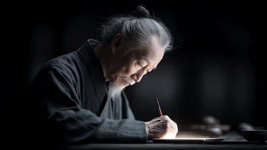 书法家专注创作水墨国画