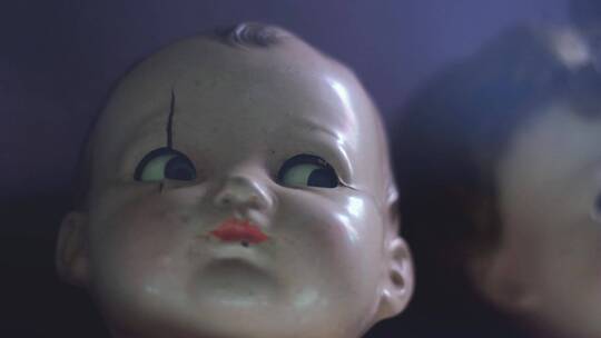 恐怖的陶瓷娃娃特写