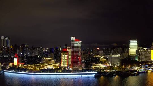 4K航拍厦门鹭江道灯光秀夜景