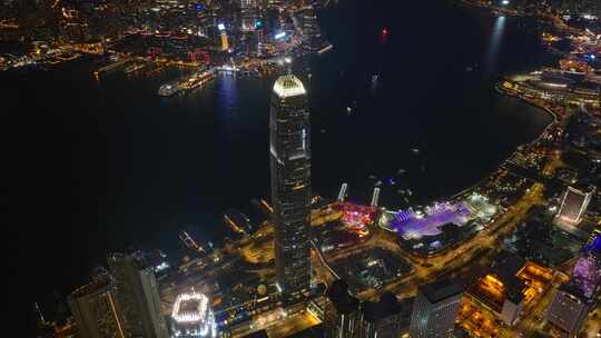 右环绕香港IFC夜景航拍视频4K30P