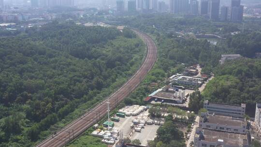 航拍深圳龙华区观澜铁路建设