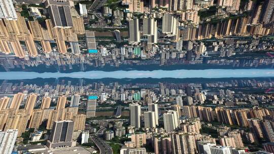 重庆城市全景逆世界3D盗梦空间素材