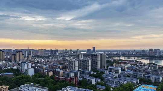 江西九江初夏城景黄昏入夜延时