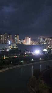 竖屏城市夜景电闪雷鸣