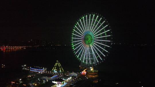 无锡摩天轮夜景航拍