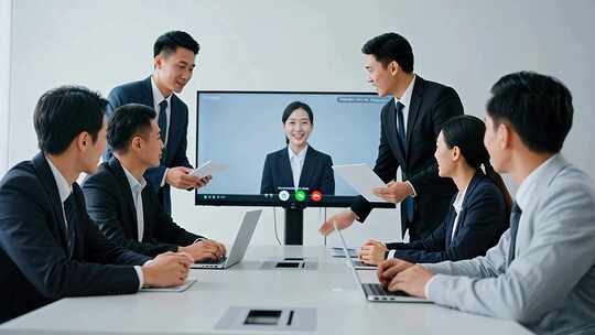 商务人士视频会议场景
