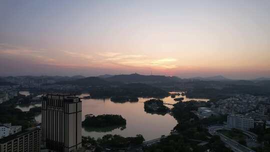 广东惠州西湖5A景区日落晚霞夕阳航拍