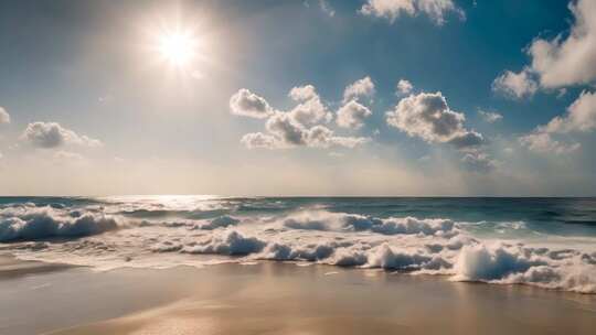 阳光沙滩海浪风景