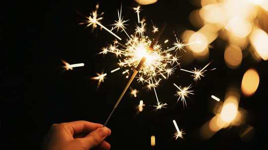 闪烁的手持烟花特写