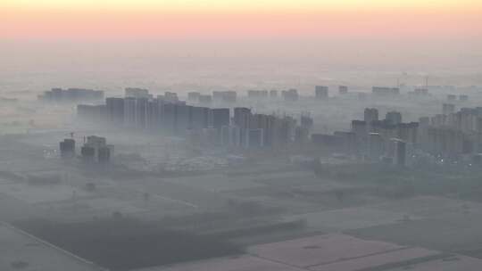 城市雾霾 航拍 航拍冬季 航拍雾霾 早晨