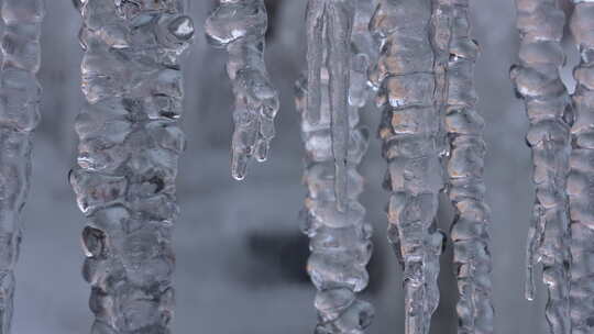 春天自然冰冻滴水冰雪融化