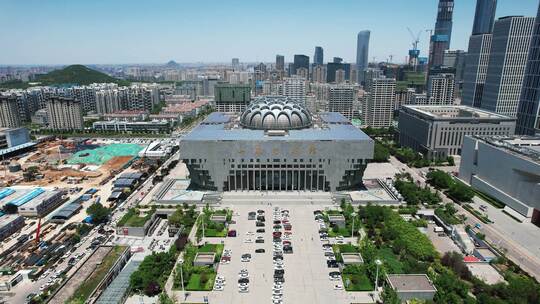 山东省博物馆城市建筑地标航拍