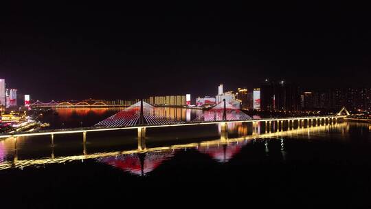 美丽长沙湘江城市夜景