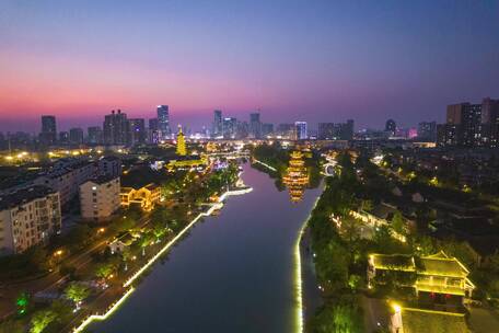 淮安市市中心里运河-夜景延时