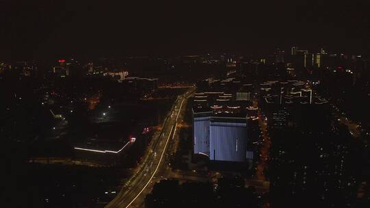 杭州市复兴路秋石高架夜景航拍